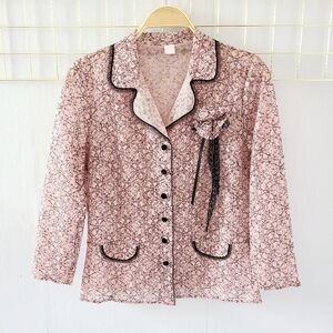 Only Hearts NYC Helena Stuart Blush Pink Black Lace Romantic Lightweight…